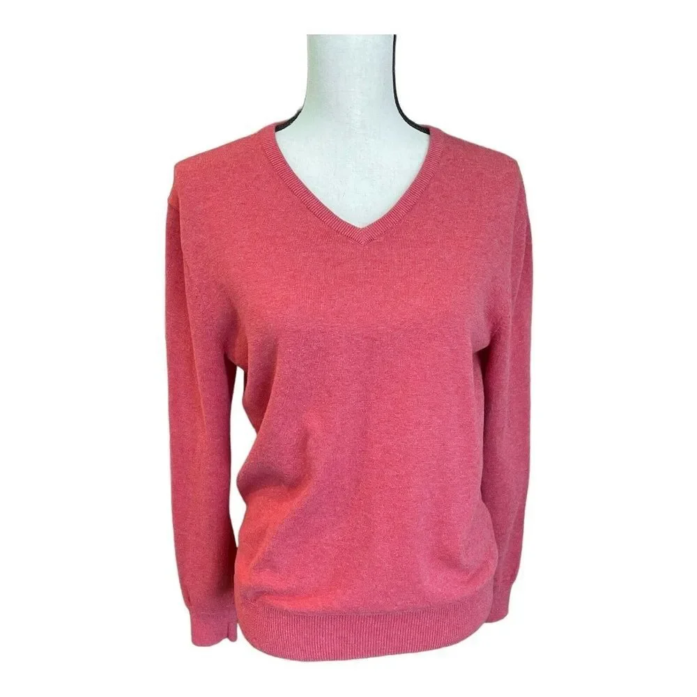 J.Crew Red Long Sleeve V-Neck Pullover Sweater Mens Small